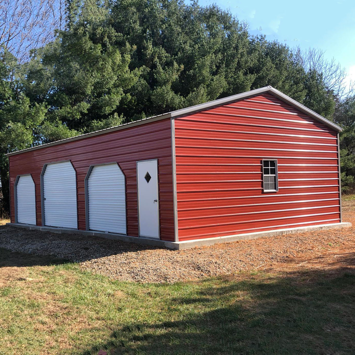 Metal Garage with 3 Roll up doors