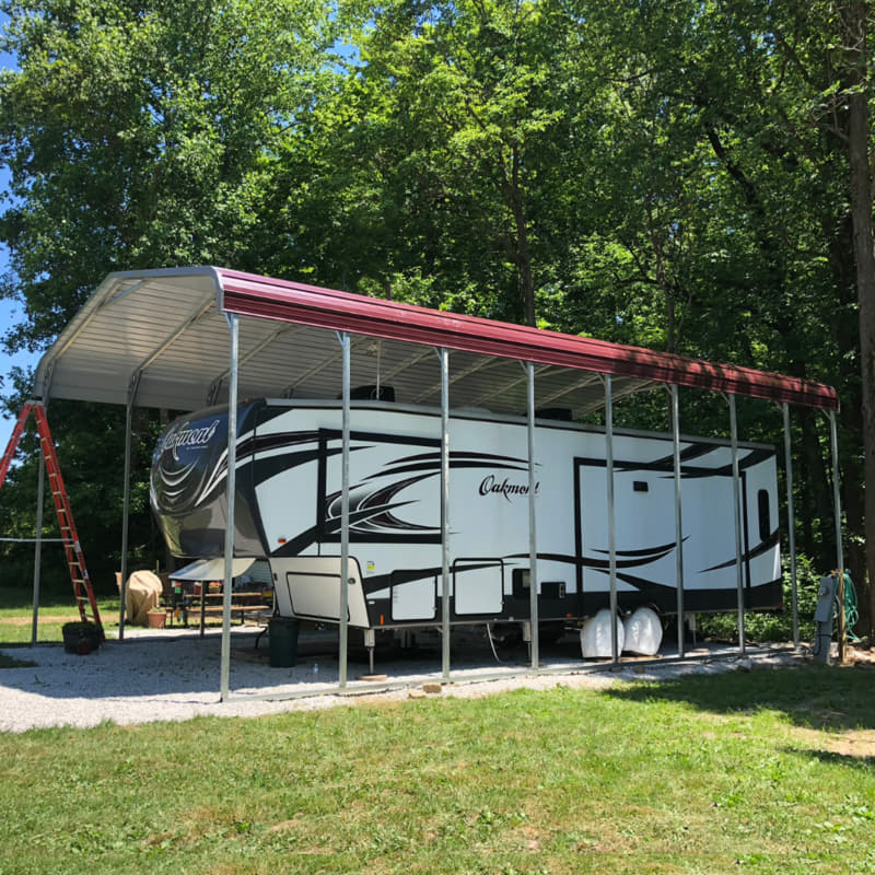 Displayed RV Cover with Camper